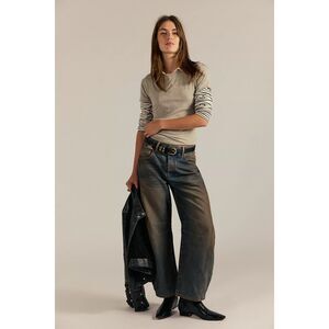 New Free People We The Free Good Luck Mid-Rise Barrel Jeans Size 24